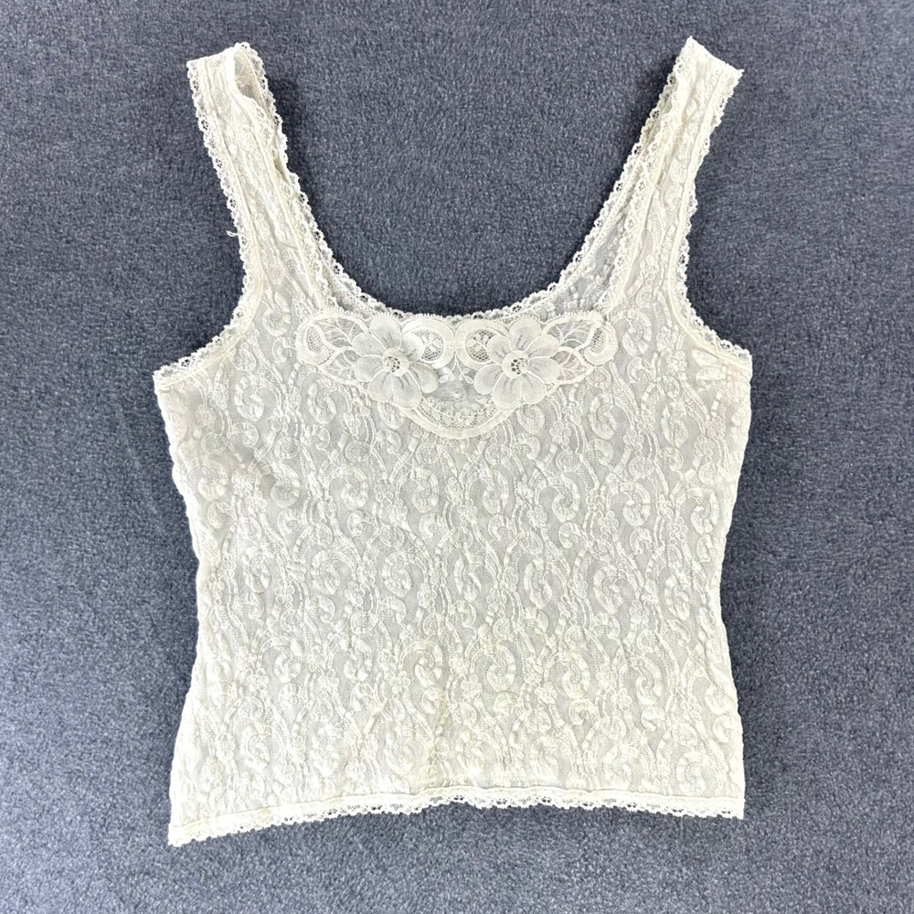 Vintage Emil Bole Lace Camisole Tank Top Romantic Coquette Bridal Layering L - Picture 8 of 8